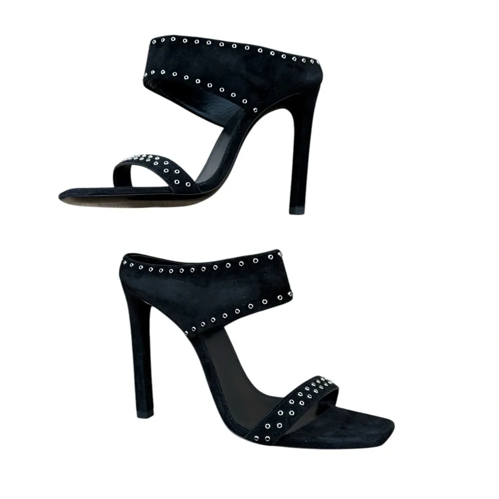 Saint Laurent Leather Mica 105 Stud Mule Black Size 6.5 - Picture 4 of 13